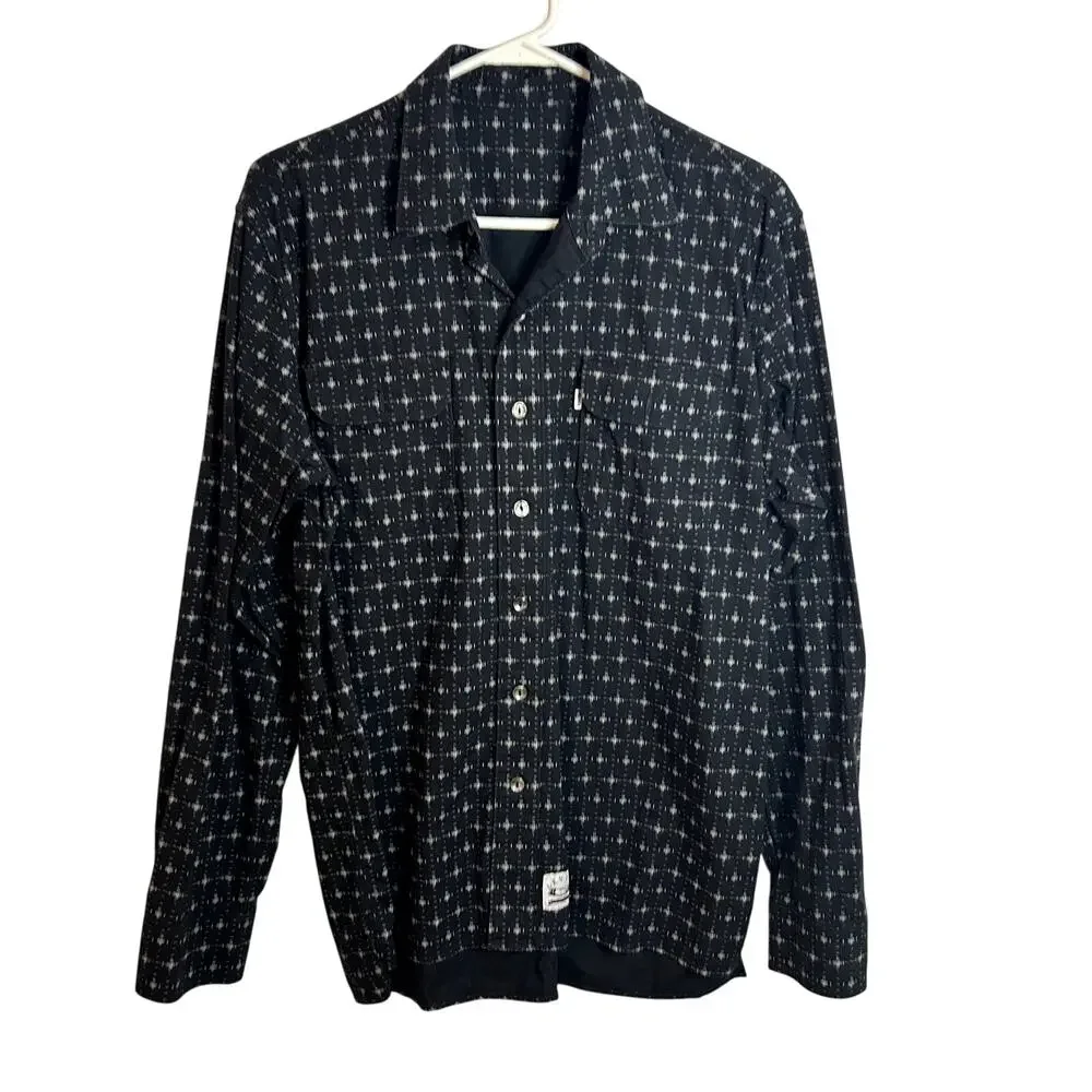 Levi's Button Down Long Sleeve Mens Size Medium Black White Cotton